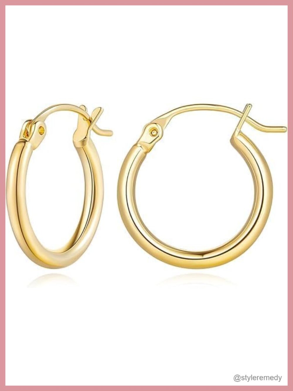 14K Gold Plated Hoop Earrings Women Round 4mm Tube Click-Top